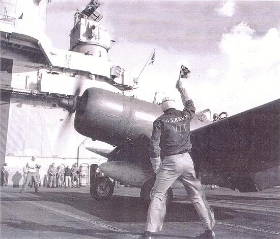 F4U Corsair Being Launched, USS Essex F4U Corsair Being Launched, USS Essex
