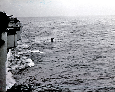 F4F crash off bow -  USS Ranger