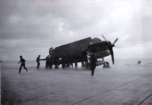 Plane Handlers Secure F6F - USS Essex Plane Handlers Secure F6F - USS Essex