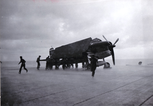 Plane Handlers Secure F6F - USS Essex