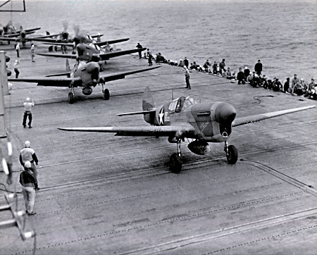 USS Ranger Launching P-40s - 1943