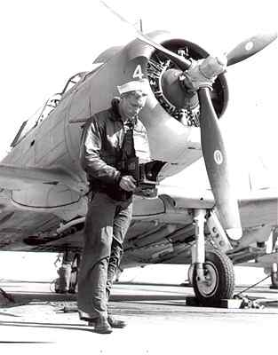 Bill Wade with Graflex, USS Ranger